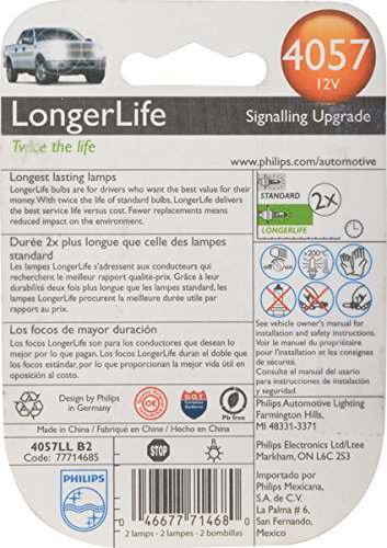 Philips 4057 LongerLife Miniature Bulb, 2 Pack