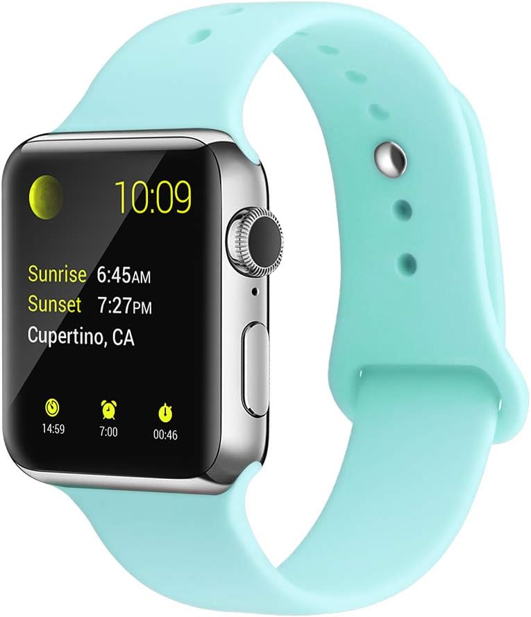 YunTree Compatible with Apple Watch Band 38mm/40mm M/L Size iWatch Sports Band Replacement for Women Man Apple Watch Series 4/3/2/1 Size Comfortable Silicone Strap-Turquoise