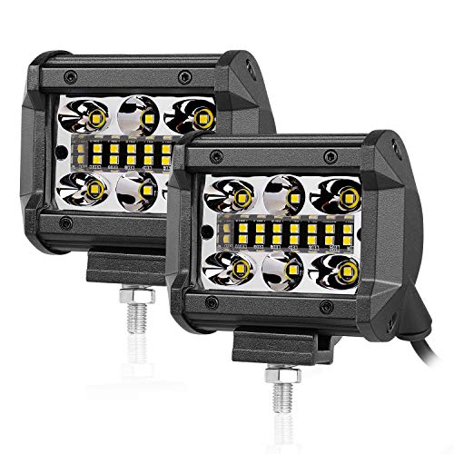 LED Light Bar AKD Part 2pcs 4” 120W LED Pods QUAD Row Led Cubes Flood Spot Combo OSRAM Off Road Driving Fog Lights Waterproof LED Work Light For Jeep Rzr ATV UTV SUV Truck Boat Motorcycle