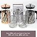 French Press Replacement Glass with Steel Filters by Cafe Crush Club - Fire Hardened Borosilicate Beaker - 34 Ounce | 1 Liter Size with Black Measures