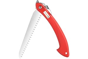 LeafLux Red 7" Folding Hand Saw - Pruning Saw With Ergonomic Non-Slip PP Handle, 6 TPI RazorTOOTH Curved Blade, SK5 Chrome Plated For Rust Prevention，Idea For Tree Trimming, Outdoor & Garden Use| S18