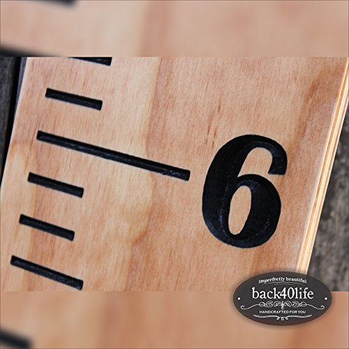 Back40Life | 60" Premium Engraved Wood Growth Height Chart Ruler - The Establishment (Pecan stain + Black)