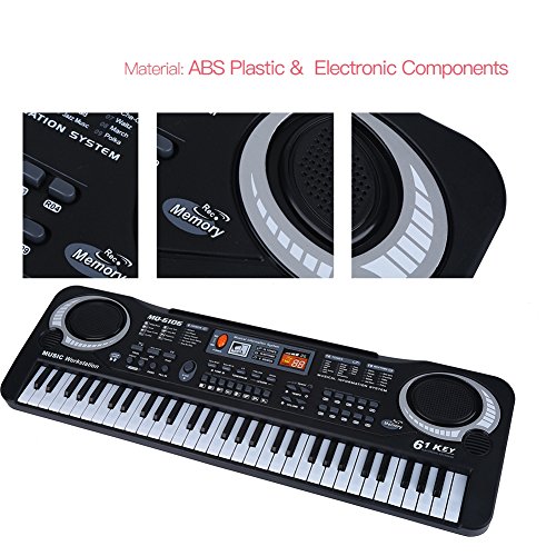 61-Key Digital Music Piano Keyboard, USB Charging Portable Electronic Musical Instrument with Microphone USB Cable for Kids Music Teaching (US Plug)