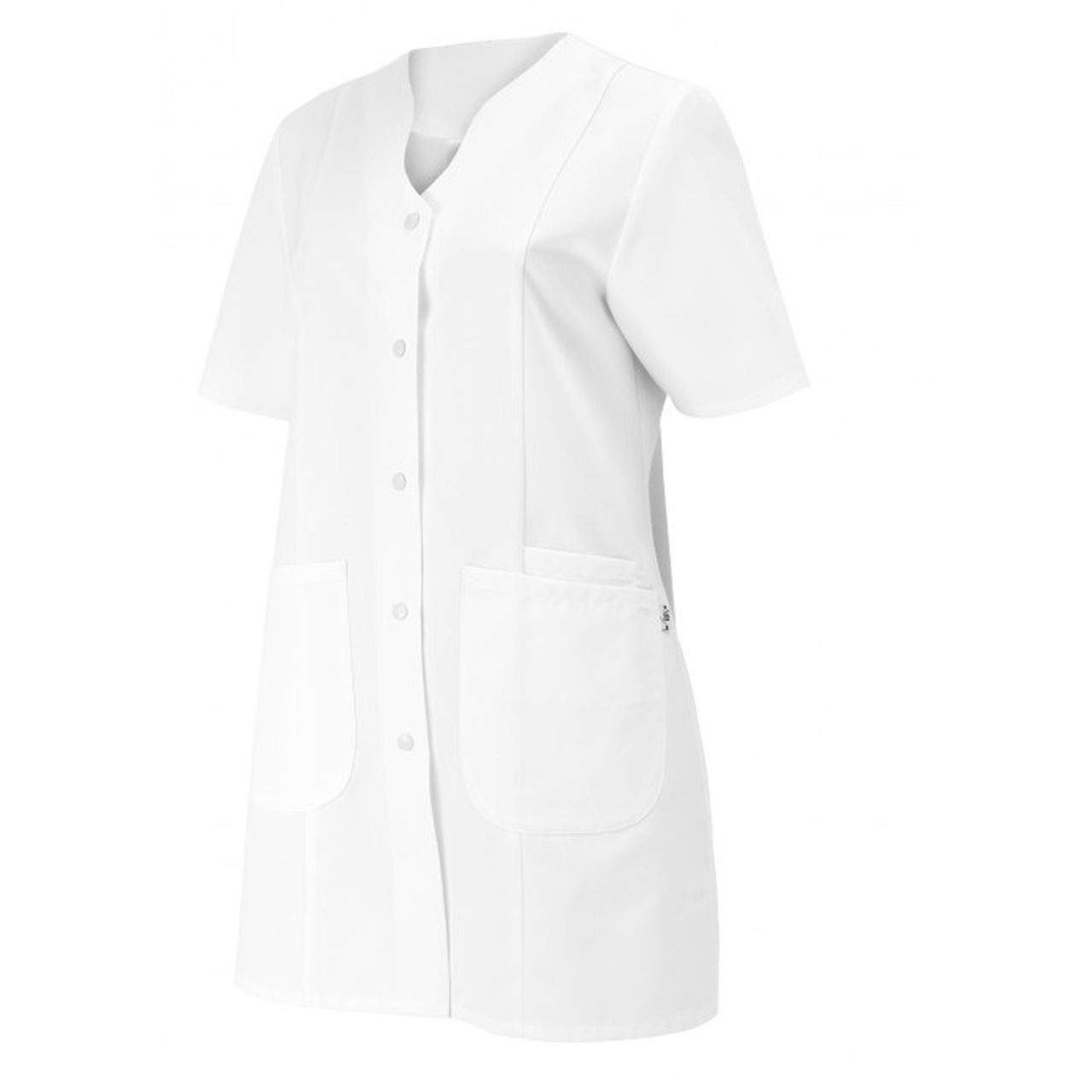 BP 1640-485-21-46n, Women's tunic, 1/2 sleeve, V-neck with press-stud band 215,00 g/m², fabric blend white, 20n