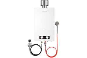 CAMPLUX ENJOY OUTDOOR LIFE CAMPLUX Tankless Water Heater, 4.22 GPM Propane Water Heater with 4.33'' S/S Rain Cap, for Outdoor Camping Shower, Off Grid, Easy to Install & Use, Overheat Protection, 110,000 BTU, BD422C