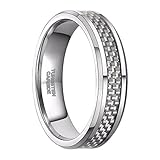 Frank S.Burton 6mm 8mm White/Blue Carbon Fiber Tungsten Carbide Wedding Band Ring for Men Women Size 4.5-15