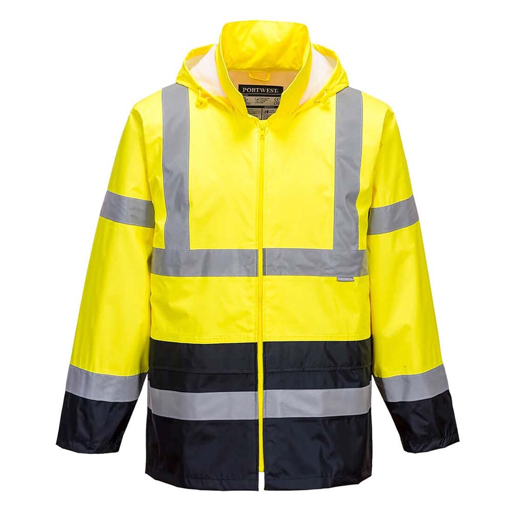 Portwest Hi-Vis Classic Contrast Rain Jacket, Size: S, Colour: Yellow/Navy, H443YNRS