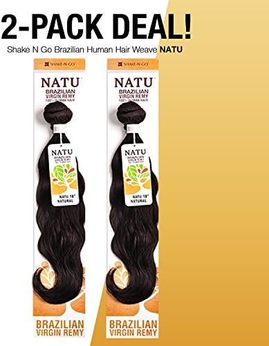 2-PACK DEALS! Shake N Go Brazilian Virgin Remy Human Hair Weave Natu(Natural Color) (14")