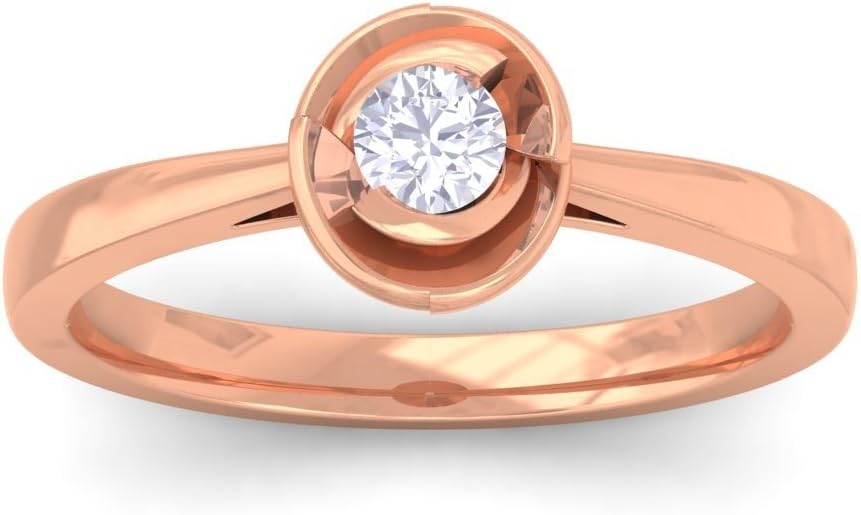 Kreeli 14K Solid Solitaire Diamond Classic Engagement Ring (0.20ct I-J Color, SI Clarity)