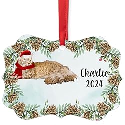 Red LaPerm Cat Christmas Ornament 2024