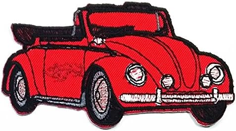 Red Beetle Classic Car Volkswagen Bug Hippie Patch" Iron on Patch By Botan
