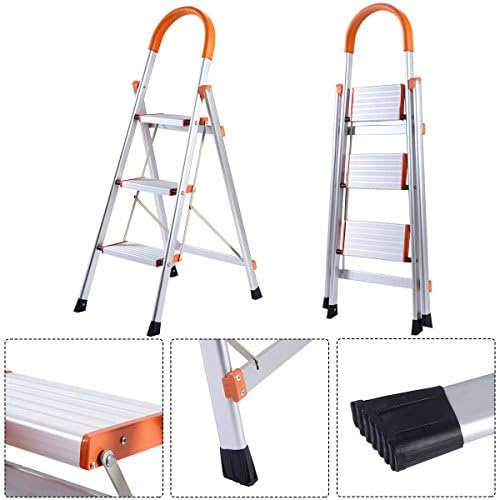 New Non-slip 3 Step Aluminum Ladder Folding Platform Stool 330 lbs Load Capacity /#B4G341TG 32W4-15RTH418885