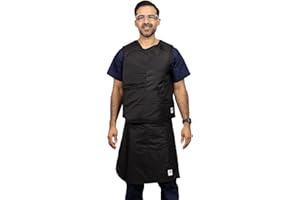 ATTENUTECH X-Ray Radiation Vest Skirt Full Coverage Apron, Hook-and-Loop Closure, .50mm Pb LE, No Lead, Color: Black