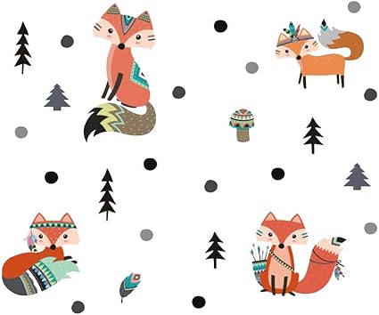 Scrox 1pcs Dessin Anime Animal Stickers Muraux Renard Wapiti Lapin Foret Pin Autocollant Chambre D Enfant Maternelle Decoration De La Maison Bebe Cadeau Art Mural Amazon Fr Cuisine Maison