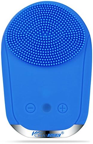 Chainer Sonic Face Cleanser -Massager Brush Facial Cleansing &amp; Massager Silicon Vibrating Waterproof Facial Cleansing System with USB Rechargeable Anti-aging Anions Import Organic Silicone (Blue)
