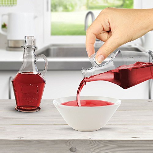 Tabletop Cruets Dispenser 9.5 oz. Oil and Vinegar Bottles Set of 2, with Handles and Airtight Glass Stopper - Thumbnail 6
