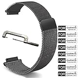 C2D JOY Milanese Stainless Steel Watch Band for Garmin Forerunner 220/230/235/620/630/735XT with Unique Magnet Lock Black (6.1-8.1in)