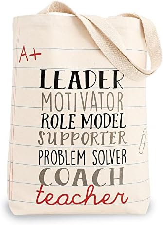 Teacher Canvas Tote Bag, 15 1/2" x 14 1/2".
