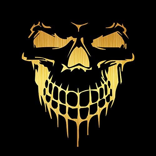 vylymuses Car Stickers and Decals 3D Skull Sticker for Car Bumper Stickers On Car Styling 6.97x6.26’’ Waterproof Metal Brushed Material Car Door Body Window Vinyl Stickers (Brushed Gold)