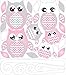 Pink Owl Wall Decals Stickers Owl Children's Nursery Wall Decor (Grey and Pink Owl Wall Decals)
