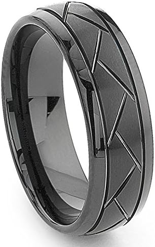 Eric Designs Black Tungsten 8MM Diamond Cut Dome Wedding Band Ring