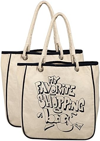 Cotton Ecofriendly Tote Bags-Durable Reusable (Set Of 2) 10 Oz Printed by Sekawati Bags