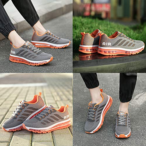 Monrinda Women Air Trainers Running Shoes Men Breathable Outdoor Sneakers Fitness Jogging Sports Ladies Shoes grayorange 34EU