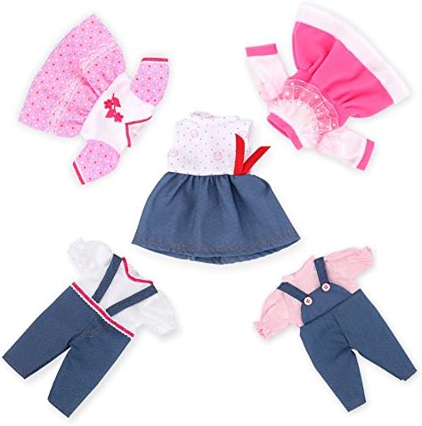 WakaoFeeling Set of 5 Baby Doll Clothes for 12 Inch Baby Alive Doll,Baby Doll Care Playing Accessories Outfits for Doll