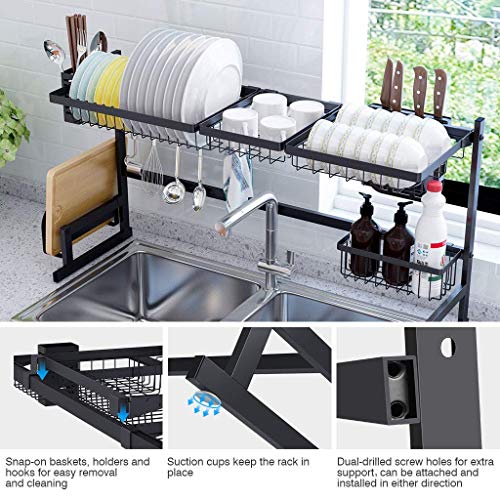 Dish Rack Over Sink(32.5") Dish Drying Rack Kitchen Stainless Steel Over The Sink Shelf Storage Rack (Sink size ≤ 32.5 inch)(Black, 33.5X12.5X20.5inch) - Thumbnail 2