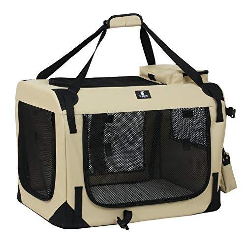 XZONE PET 3Door Folding Soft Dog Crate, Indoor & Outdoor Pet Home