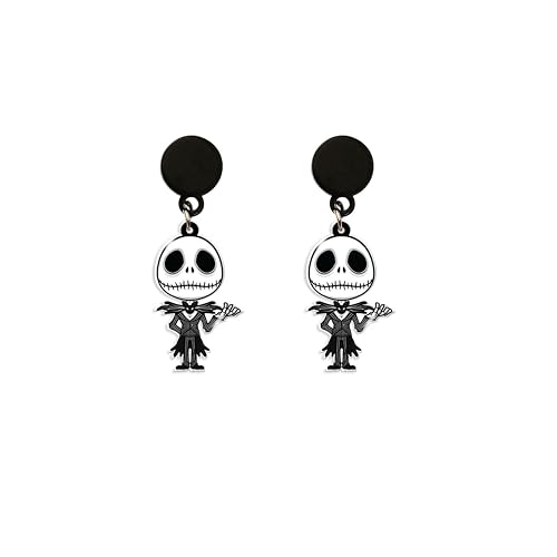 Ticome Mr. Jack's Strange Scary Christmas Eve Earrings,Vintage Acrylic Printed Hypoallergenic Dangle Earrings for Girls Halloween Jewerly,Nightmare Before Christmas Earring