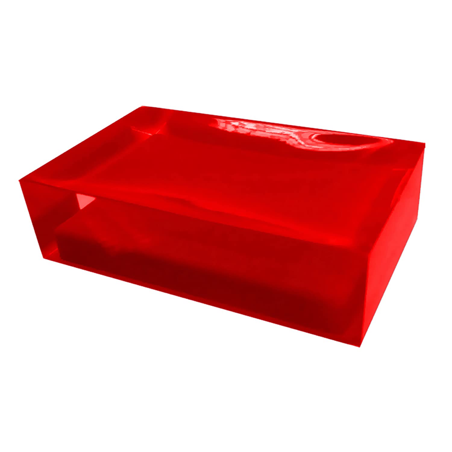 Gedy Auckland Soap, Size and Weight: 3 x 11 x 7 cm & 0.13 kg, Solid Soap Holder in Transparent Resin, Red Finish, R&D Design, Handmade, 2 Year Warranty, Unique