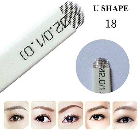 20 PCS 18 Pin U Shape Tattoo Needles Permanent Makeup Eyebrow Embroidery Blade For 3D Microblading Manual Pen