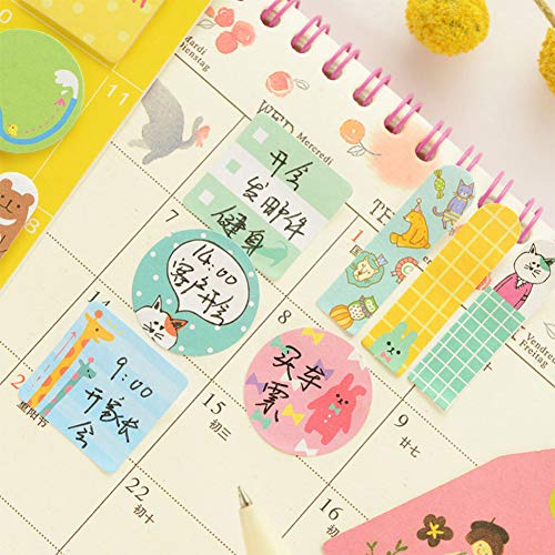 Sticky Notes 6 Set, Self-Stick Removable Sticky Page Markers Cute Cartoon Animal Note Pads Bookmark DIY Sticker Memo Pad Flag Markers for Office School (A) - Thumbnail 5