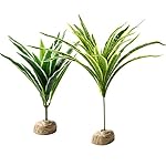 MEWTOGO Pack of 2 Habitat Decor Plastic Plants for Reptiles and Amphibians - Medium