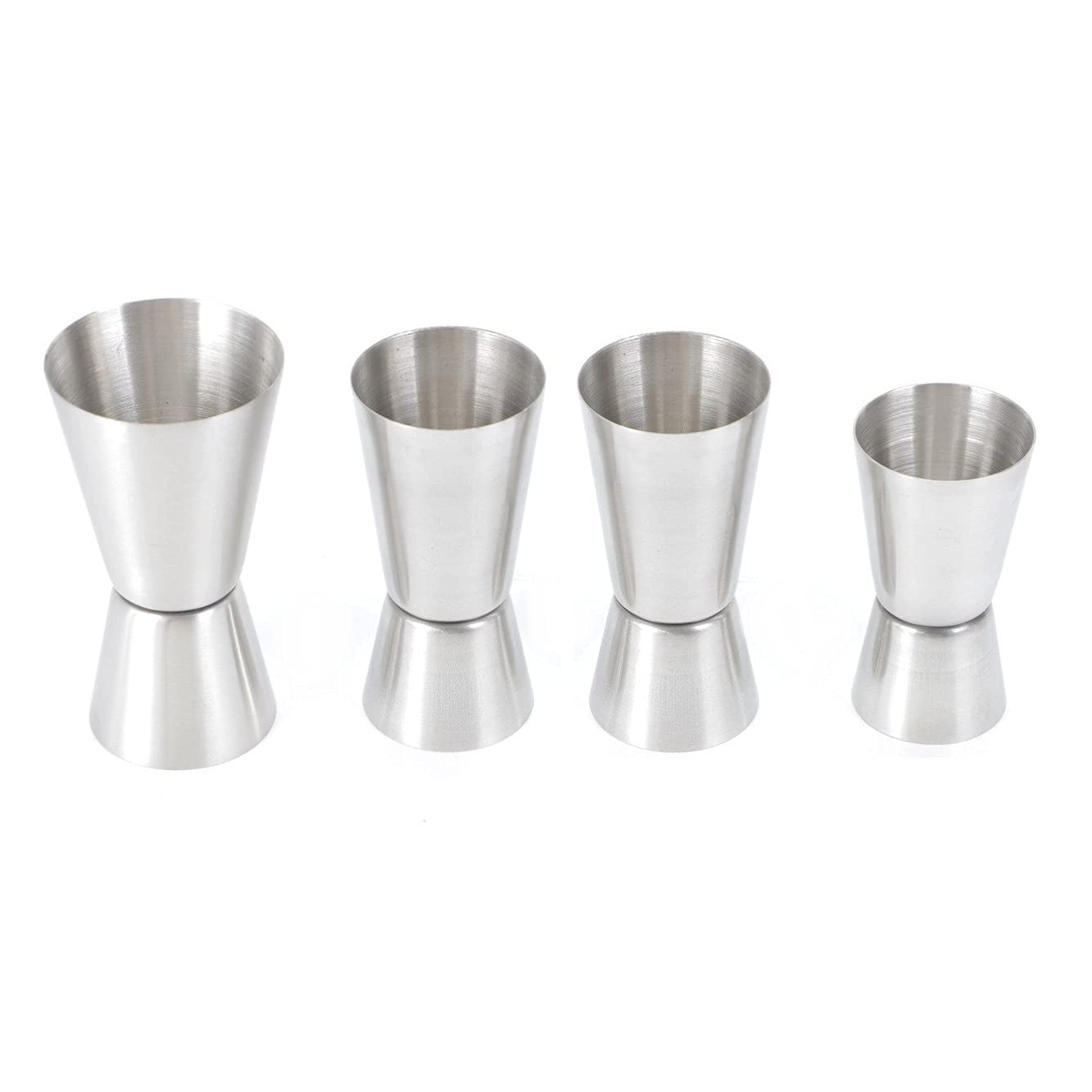 JZK 15/30 ml 25/50 ml 30/60 ml Stainless Steel Cocktail Jigger Set, 4 PCS Spirit Measure Set Mixed Size, Shot Measure Pourer, Spirit Measuring Cup, Cocktail Measure Cup
