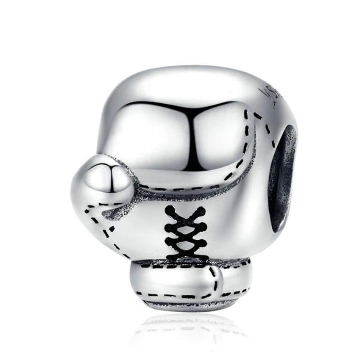 Black Enamel Sports Football Charms 925 Sterling Silver Charms for Pandora Bracelets (Boxing Charms)