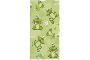 Naanle Cute Cartoon Frog Dragonfly Butterfly Soft Highly Absorbent Large Decorative Hand Towel Multipurpose for Bathroom, Hotel, Gym and Spa (16 x 30 Inches)