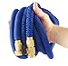 New 50 Foot Expandable Garden Hose by Green Mill. Improved Design - Strongest Expanding Hose with Durable Brass Connectors and Shut-Off Valves. With 7 Function Sprayer. Blue Hose and Nozzle.