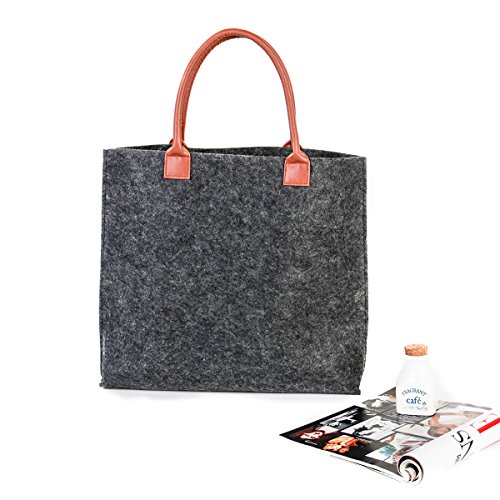 SMYLLS Felt Reusable Shopping Bag Eco-Friendly Grocery Shopping Bags,2018 New Design (XL, Gray)