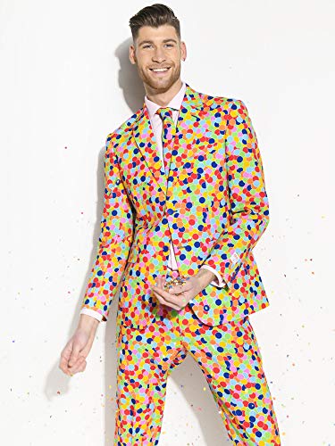OppoSuits Crazy Prom Suits for Men - Confetteroni - Geleverd met jack, broekjes en diep in Funny Designs Kostuum D39 heren - M/L (EU 52 OppoSuits Crazy Prom Suits for Men - Confetteroni - Geleverd met jack, broekjes en diep in Funny Designs Kostuum D39 heren - M/L (EU 52