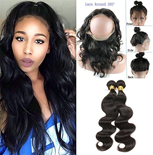 Halo Lady 100% Unprocessed Human Hair Extensions 360 Lace Frontal 22.5x4x2 with 2 Bundles Peruvian Body wave Sexay Hair(20 22+14 closure)