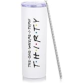 Neapth 30th Birthday Gifts For Her 30th Birthday Gifts For Women 20oz Skinny Travel Tumbler Happy 30 Year Old Bday Presents For 1995 Born Woman Female Friend Sister White Turn Thirty Wine Cup