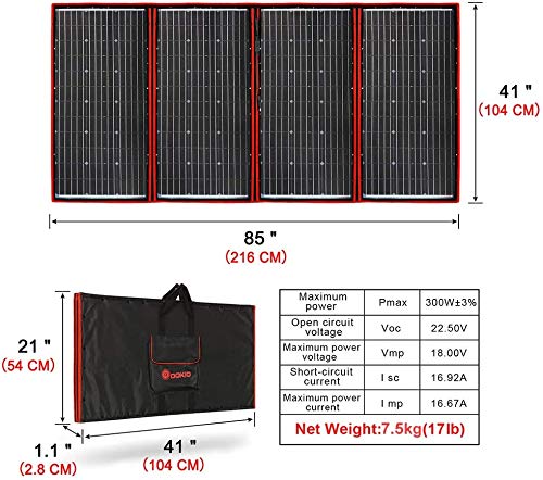 DOKIO 300W Portable Solar Panel Kit Monocrystalline for 12V Battery, Caravan, RV, Boat, Camper - Image 5