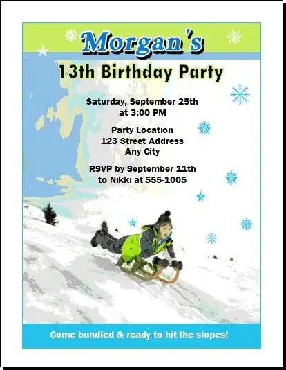 قیمت و خرید Snow Sledding Birthday Party Invitation, Printable
