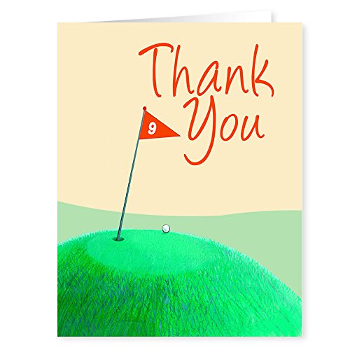 Simple Thank You Golf Tee Note Card - 18 Boxed Cards & Envelopes