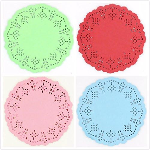 5.5'' Colored Flower Lace Round Paper Doilies Placemat Craft Doyleys Wedding Birthday Tableware Decoration 100pcs