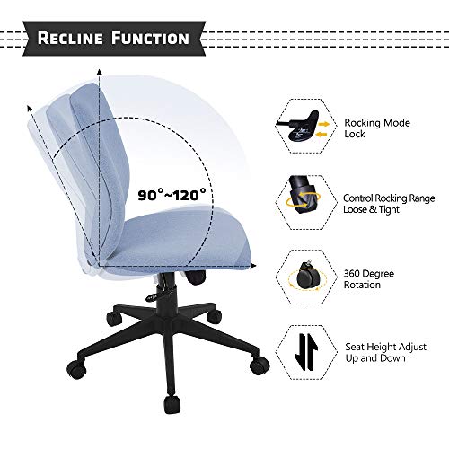 Bowthy Armless Office Chair Ergonomic Computer Task Desk Chair Without
