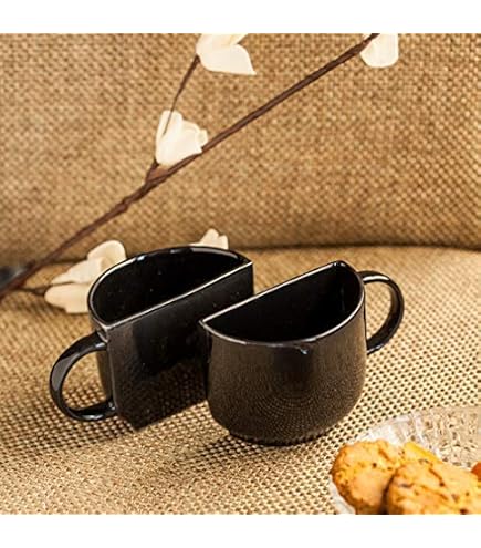 Amazon.com: Western Eiderdown Presents Half Ceramic Tea Cups Cum Coffee Mugs,  130Ml, Set of 2, White #Aport-028 : Home & Kitchen