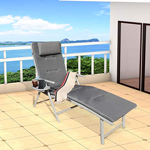 GOLDSUN Aluminum Outdoor Folding Reclining Adjustable Chaise Lounge